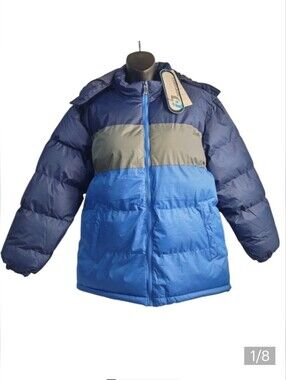 i5 Apparel Boy's Puffer Jacket Outdoor Snow Coat Removable Hood Size Large NWT